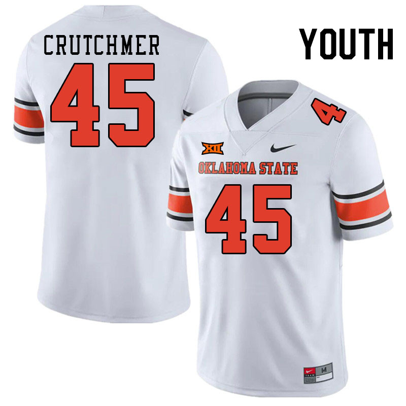 Men #45 Justin Crutchmer Oklahoma State Cowboys College Football Jerseys Stitched Sale-White - Click Image to Close